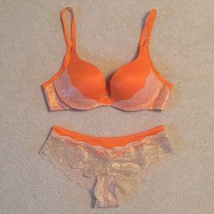 VS orange bra and pantie